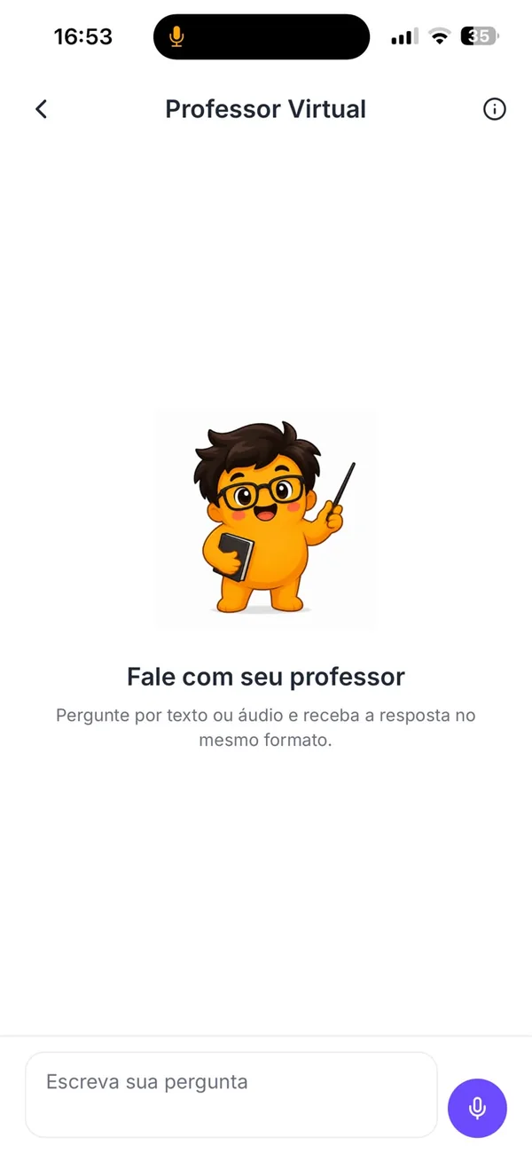 Tela do app VOIZ: Professor Virtual 24h