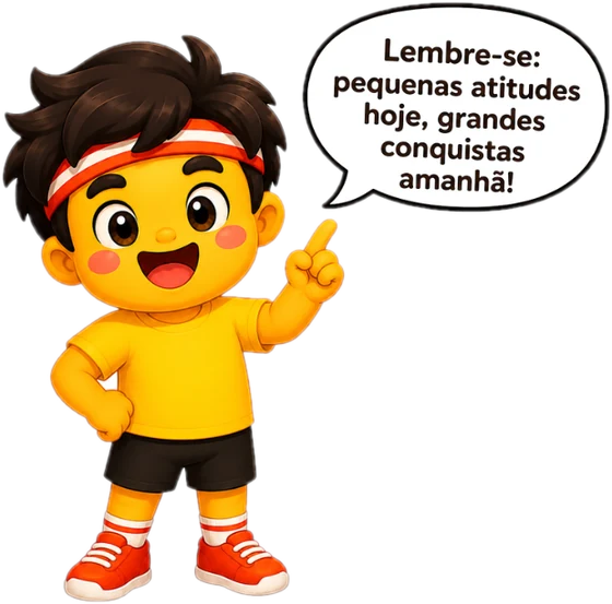 Mascote VOIZ: Lembre-se: pequenas atitudes hoje, grandes conquistas amanhã!